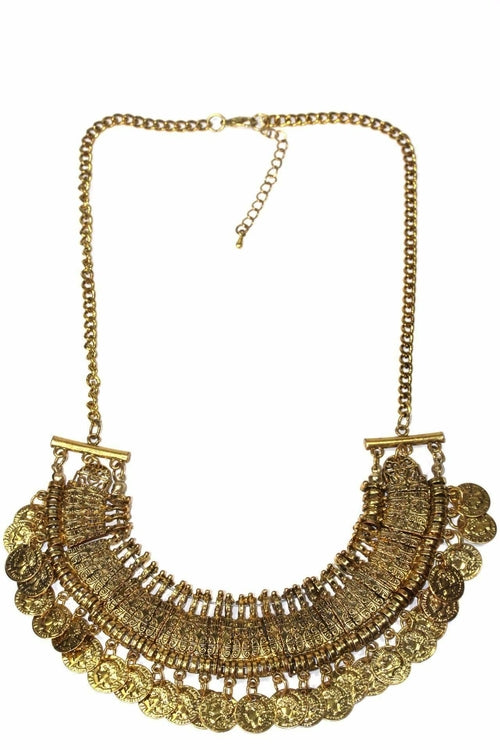 Tribal Style Coin Statement Necklace