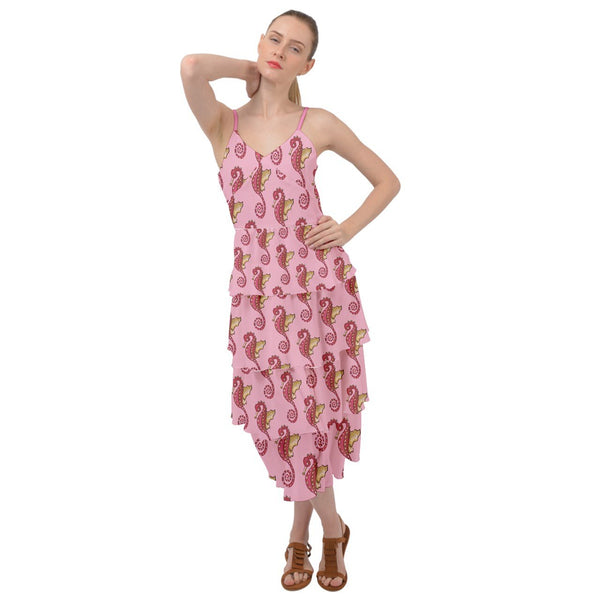 Pink Seahorses Layers Fringe Dress