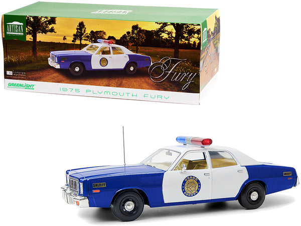 1975 Plymouth Fury \Osage County Sheriff\" Blue and White 1/18 Diecast