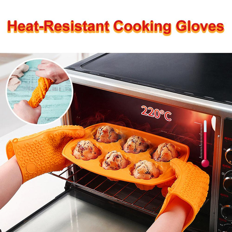 Silicone Heat Resistant Gloves Oven Grill Pot Holder Mitt Kitchen SP