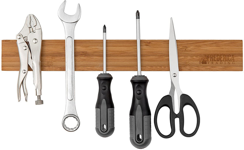 Bamboo Magnetic Knife Strip Holder - For Knives, Utensils, Cutlery,