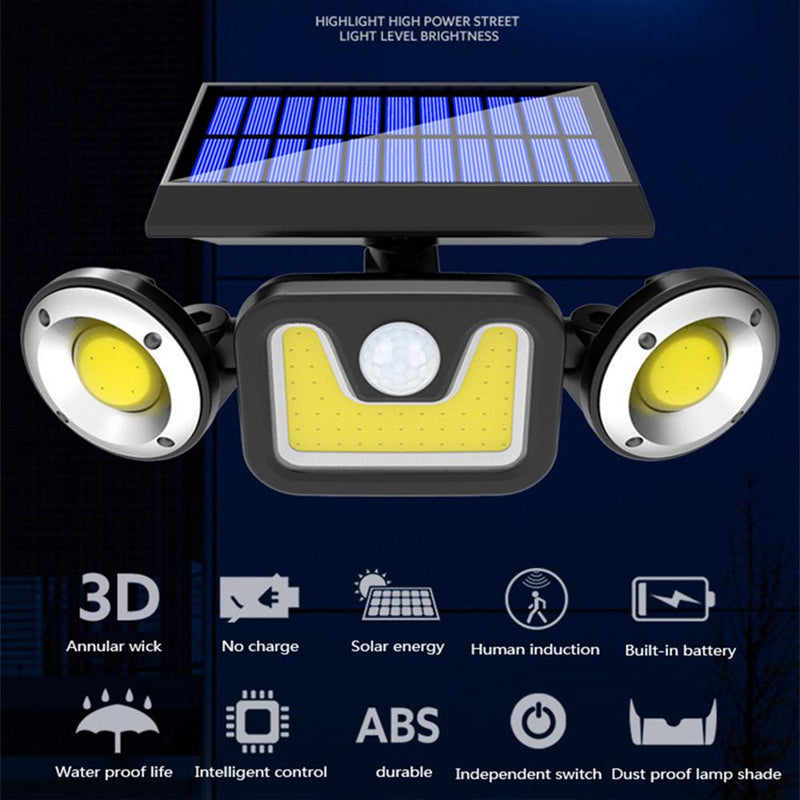 Solar Outdoor 3-Head Adjustable 360°Rotating Wide-Angle Floodlight SP