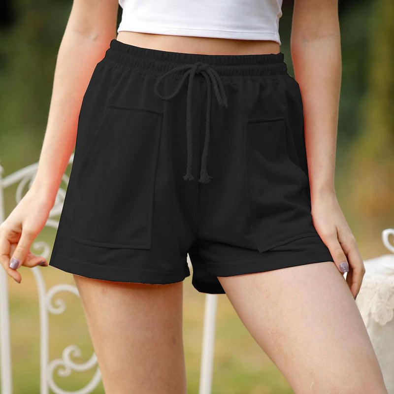 Womens Shorts Casual Drawstring Elastic Waist Summer with Pockets SP