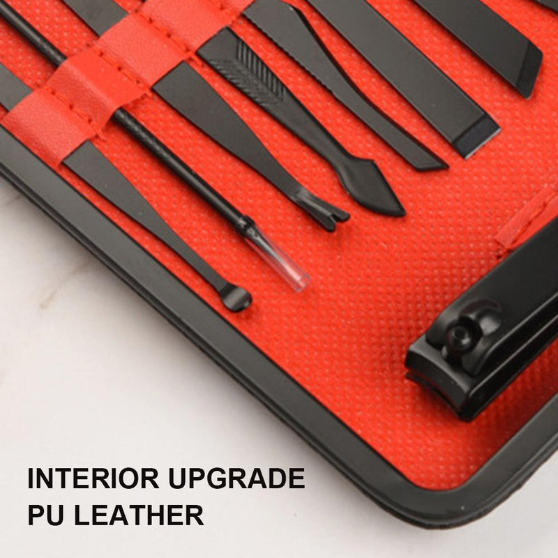 18 Pcs Manicure Set Professional Kit with Black Leather Travel Case SP