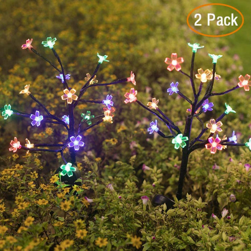 2Pcs Solar Flower Lights Multi-Color Outdoor Waterproof Lights SP