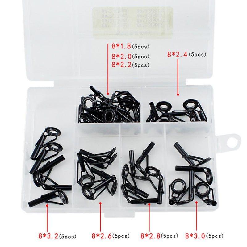 40 Pcs Fishing Rod Top Ring Guide Eye Set With Square Storage Box SP