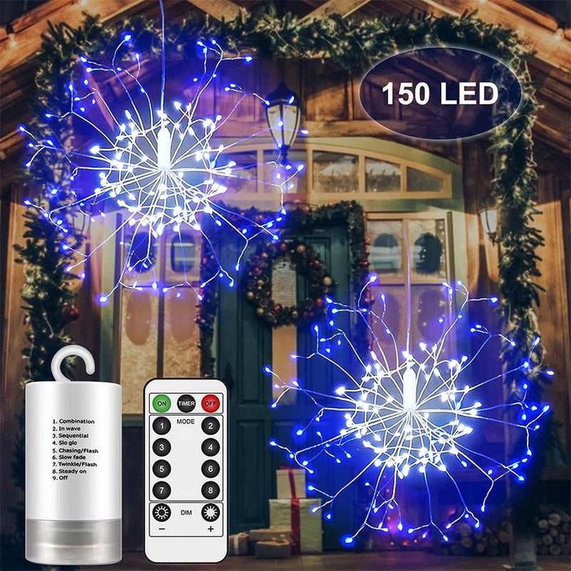 2PCS LED Firework Lights Garland Starburst String Light Hanging Lamps