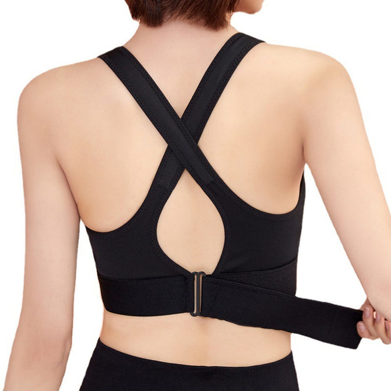 Women's front zipper high-elastic adjustable strap sports bra