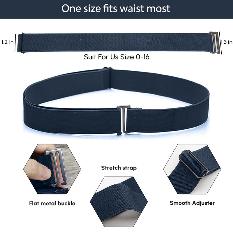 Women Invisible Belt Women's Stretch Adjustable Belts with Flat Buckle