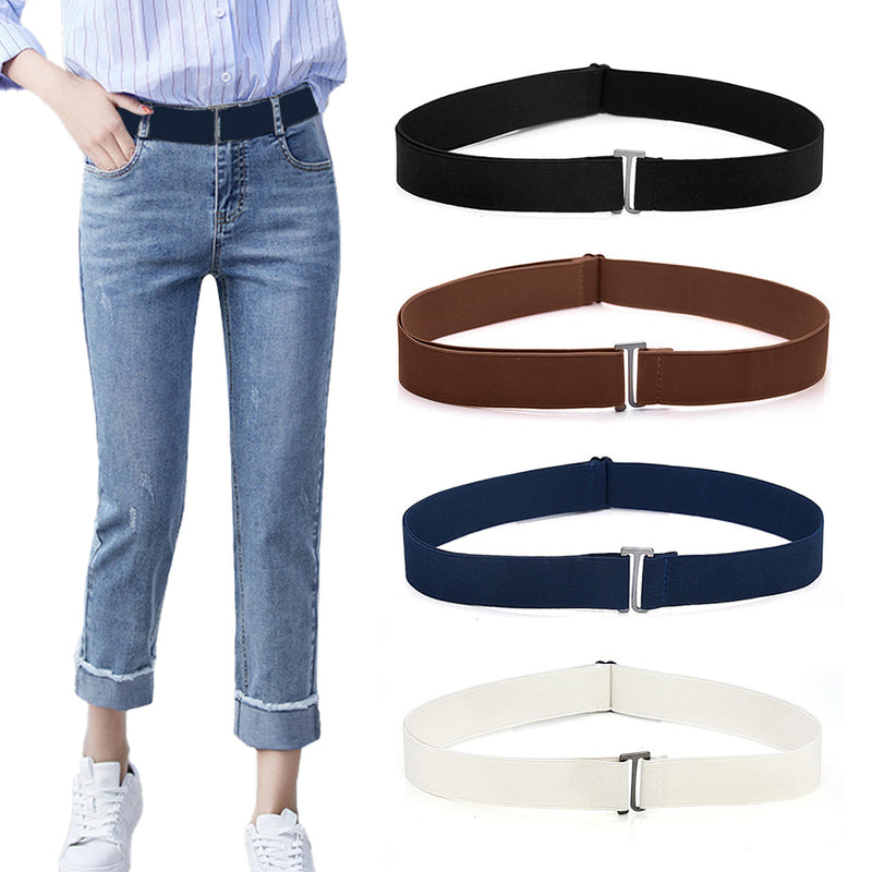 Women Invisible Belt Women's Stretch Adjustable Belts with Flat Buckle