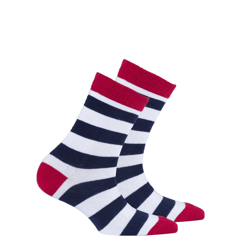 Kids Navy-White Stripes Socks
