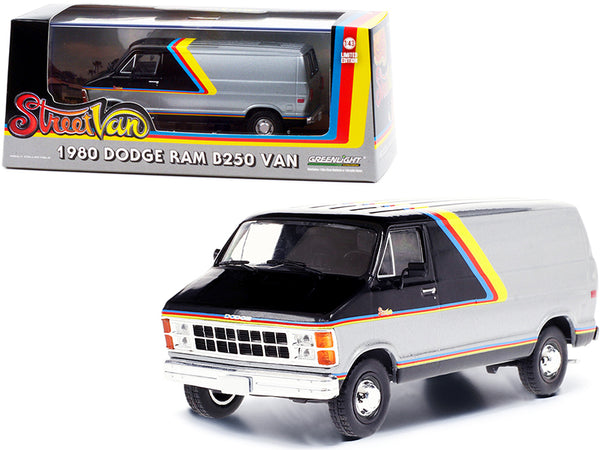 1980 Dodge Ram B250 Van Silver and Black with Stripes \Street Van\"