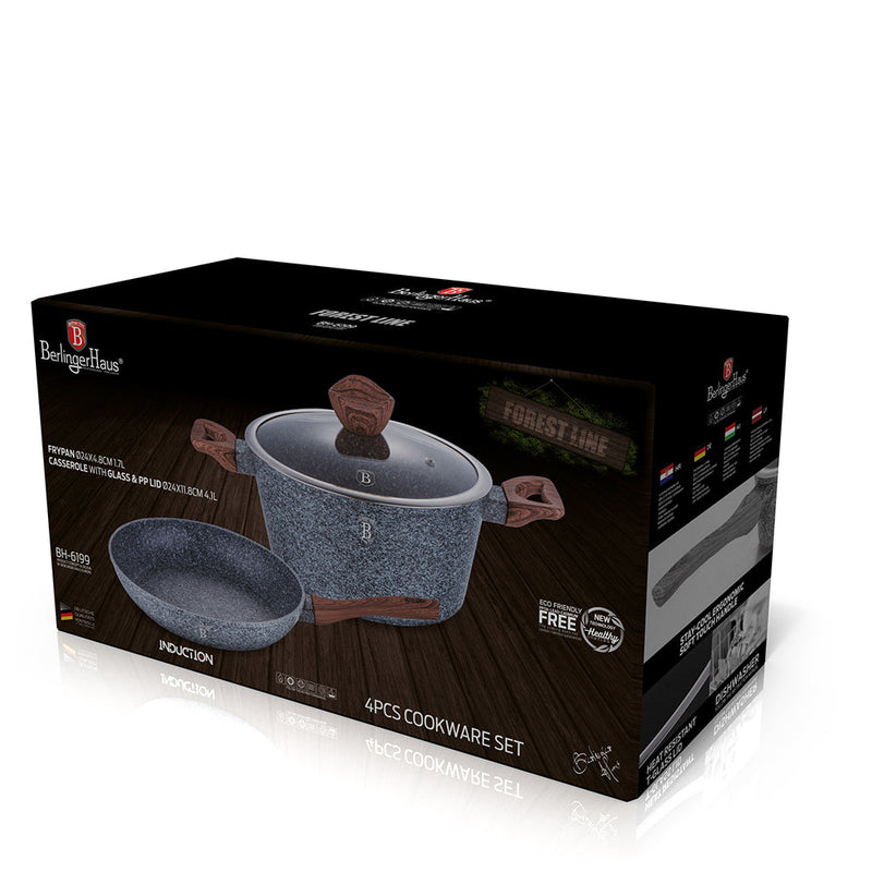 4-Piece Kitchen Cookware Set Gray Stone Collection