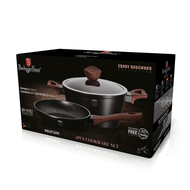 4-Piece Kitchen Cookware Set Ebony Rosewood Collection