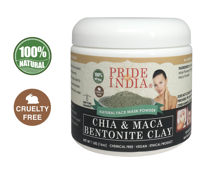 Chia & Maca Healing Bentonite Clay Natural Face Mask Powder, 1 Pound