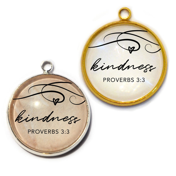 Kindness – Proverbs 3:3 Scripture Charm for Jewelry Making, 20mm