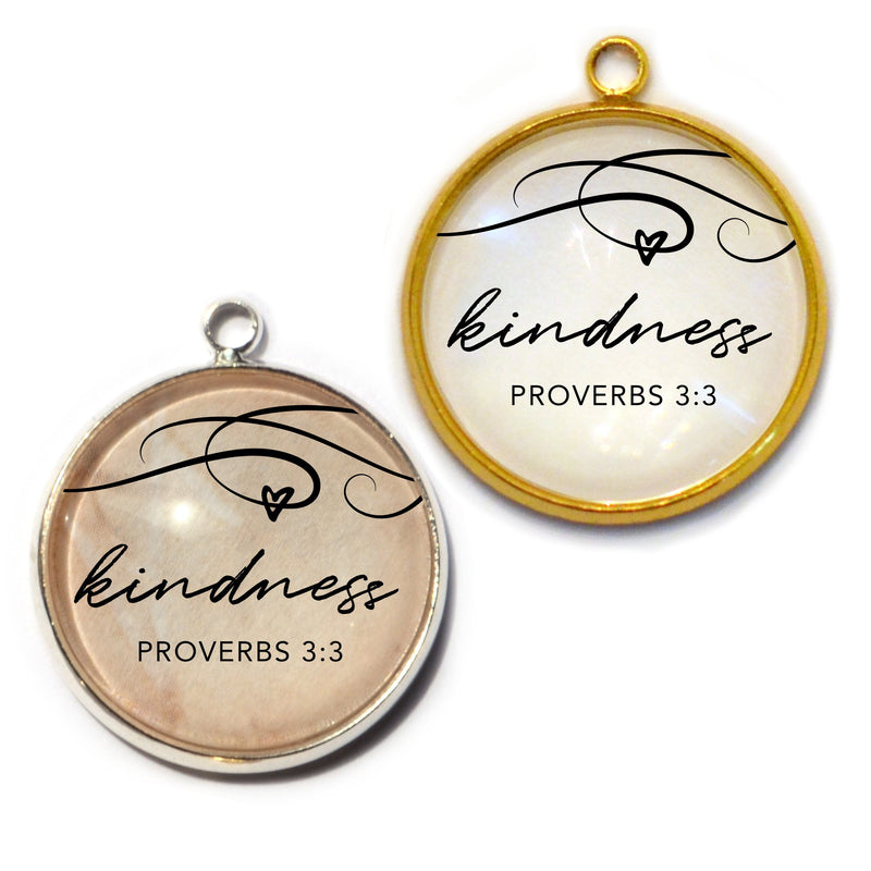 Kindness – Proverbs 3:3 Scripture Charm for Jewelry Making, 20mm