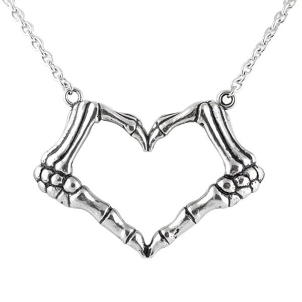 Skeleton Hand Heart Necklace - I Love You To Death CN105