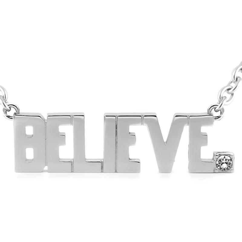 BELIEVE Pendant Block Letter Necklace with Swarovski crystal