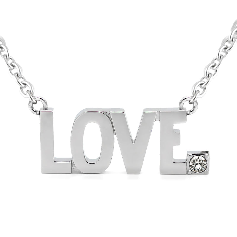 LOVE Pendant Block Letter Necklace with Swarovski crystal