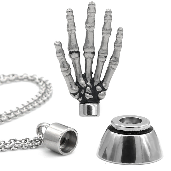 ‚ÄúHigh Five‚Äù Skeleton Hand Necklace With Magnetic Ornament