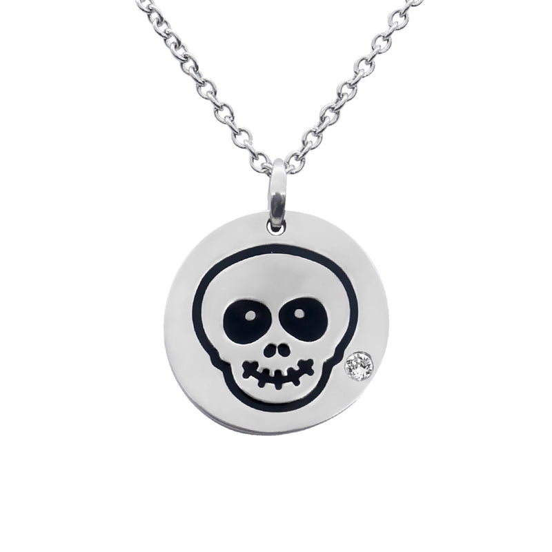 Happy Skull Emoji Necklace With Swarovski Crystal