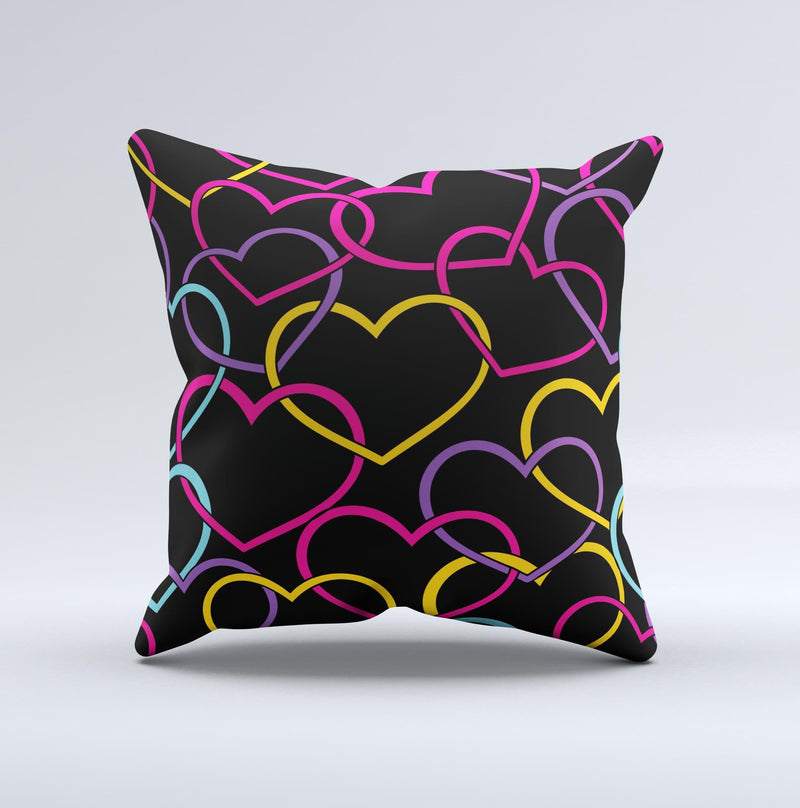 Colorful Vector Hearts Ink-Fuzed Decorative Throw Pillow