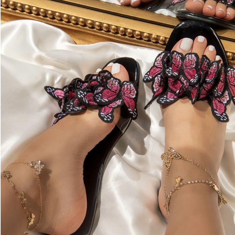 Summer Slippers Fashion Butterfly Flat Sandals for Outdoor