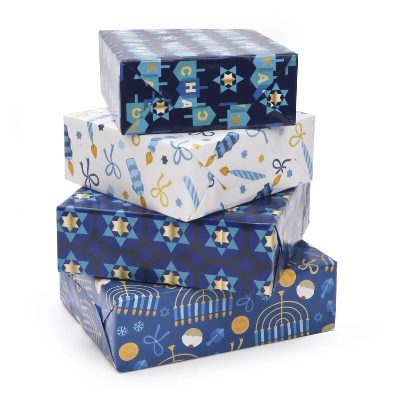Chanukah Candles Wrapping Paper Sheets - White/Multi - 4 (30" x 20")