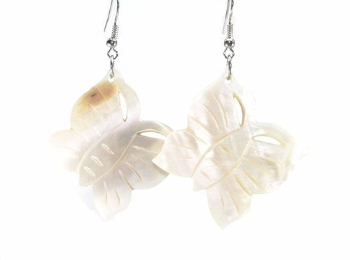 Mother of Pearl Carved Butterfly Earrings