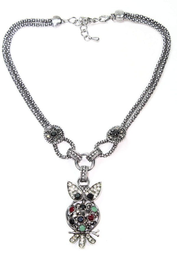 Dazzling Perched Owl Necklace