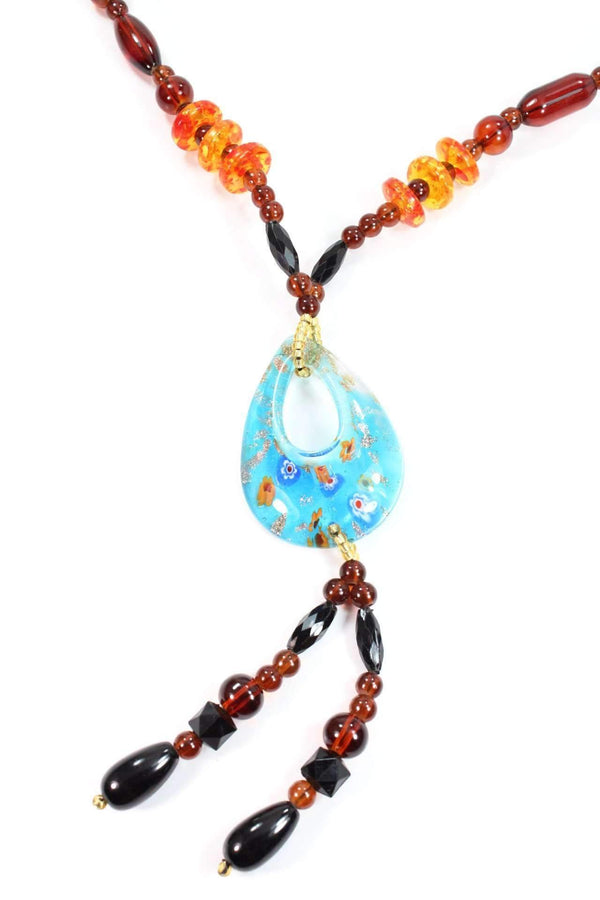 Oval Pendant Gypsy Style Shimmer Necklace