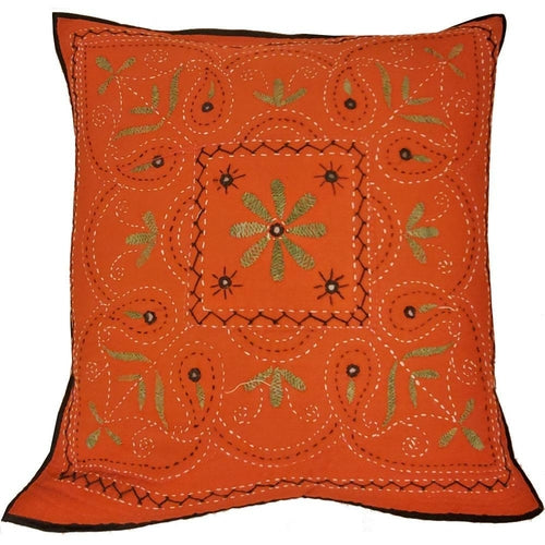 Mirror Work Aari Embroidery Design Cushion Cover Home Accent