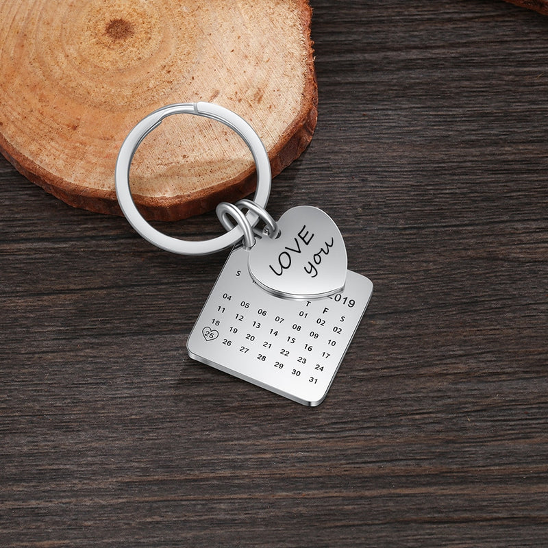 Personalized Calendar Keychain Hand Carved