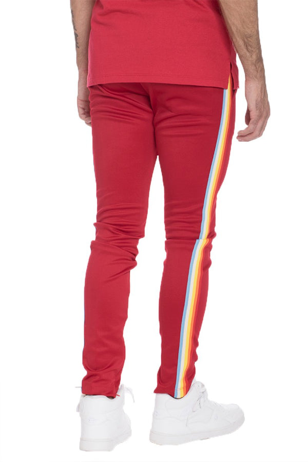 RAINBOW TAPED TRACK PANTS-RED