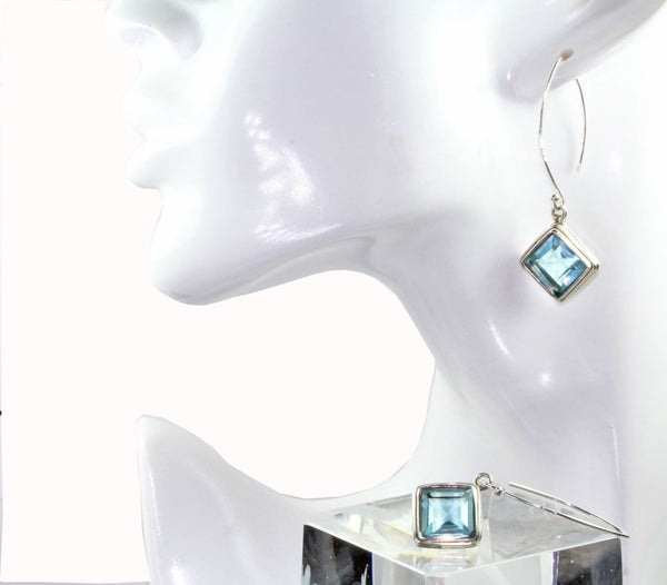 Radiant Blue Topaz Gemstone Earrings