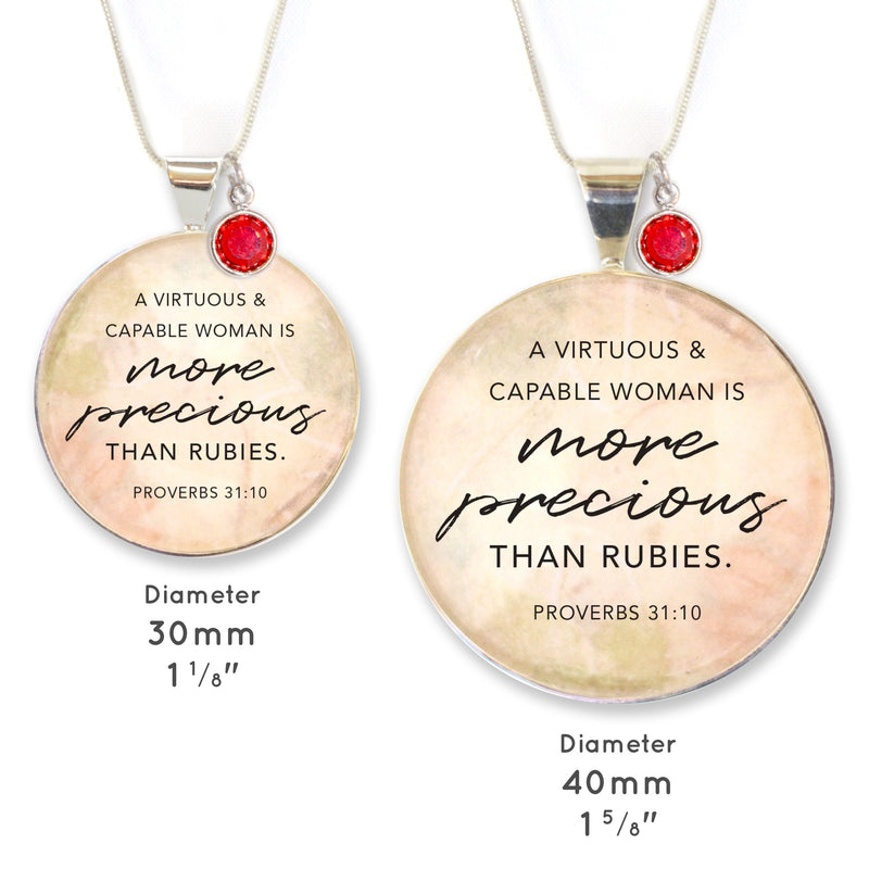 More Precious Than Rubies – Proverbs 31 Silver Pendant Necklace with