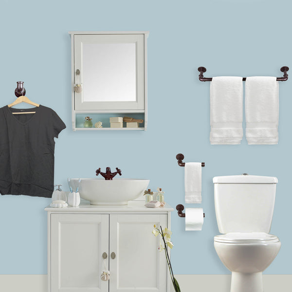 Industrial Pipe Design 4-Piece Bathroom Accessories Set