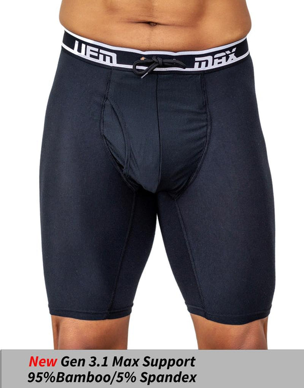 MAX Support 9 Inch Boxer Briefs Bamboo Gen 3.1 Available in Black