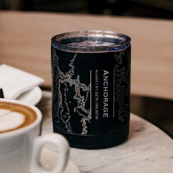 Anchorage - Alaska Map Insulated Cup in Matte Black