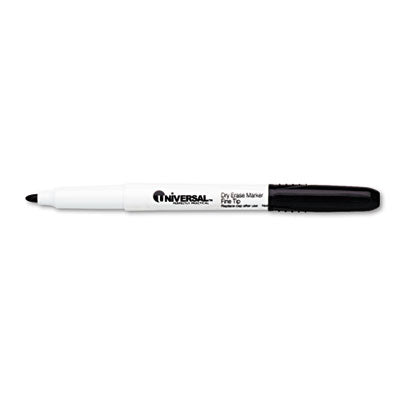 Universal 43671 Pen Style Dry Erase Marker, Fine Tip, Black&#4