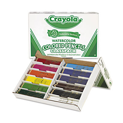 Crayola 684240 Watercolor Wood Pencil Classpack  3.3 mm  12 Asstd Clrs