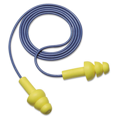 3M 3404004 UltraFit Ear Plugs  Corded  Premolded  Yellow  100 Pairs/Bo