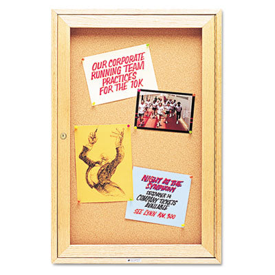 Quartet 363 Enclosed Bulletin Board- Natural Cork/Fiberboard- 24 x 36-