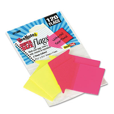 Redi-Tag 21095 SeeNotes Transparent Film Arrow Flags  Neon Pink/Yellow