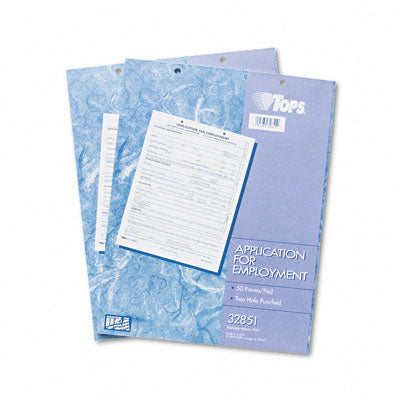 Tops 32851 Application for Employment  8-1/2 x 11  Two 50-Form Pads Pa