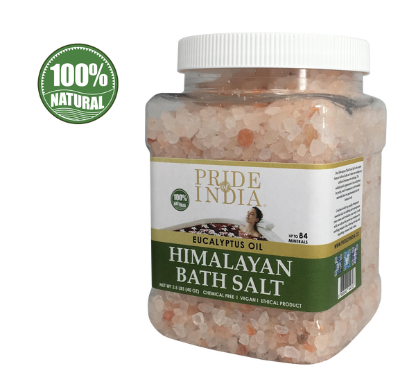 Himalayan Pink Bathing Salt - Enriched w/ Eucalyptus Oil and 84+