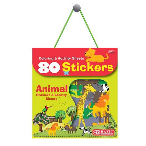 Bazic 3861  Animal Series Assorted Sticker (80/Bag)  Case of 24