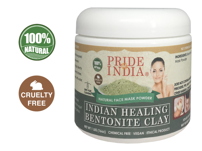 Indian Healing Bentonite Clay Natural Face Mask Powder, 1 Pound