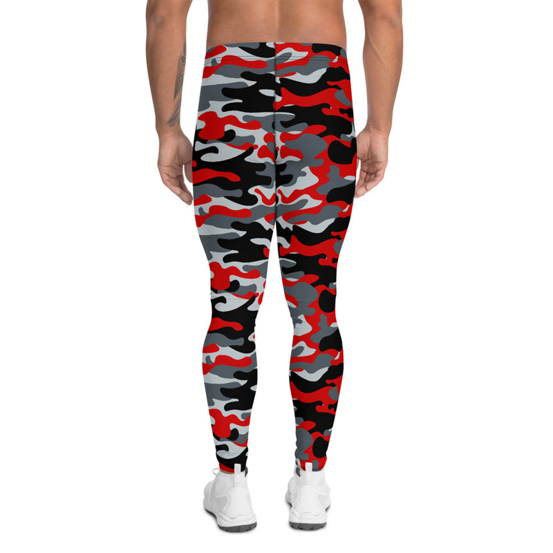Gray and Red Camo Leggings for Men